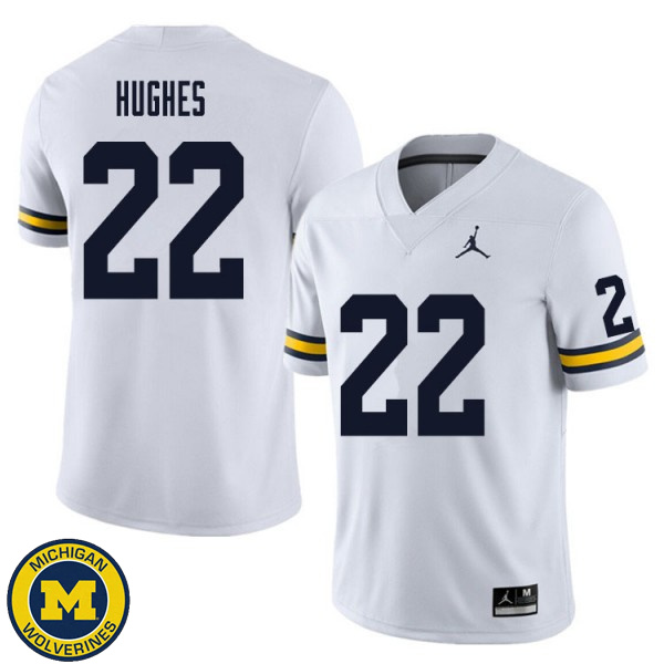 Men's University of Michigan #22 Danny Hughes White High School Jersey